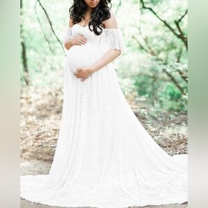 Maternity White Lace Gown